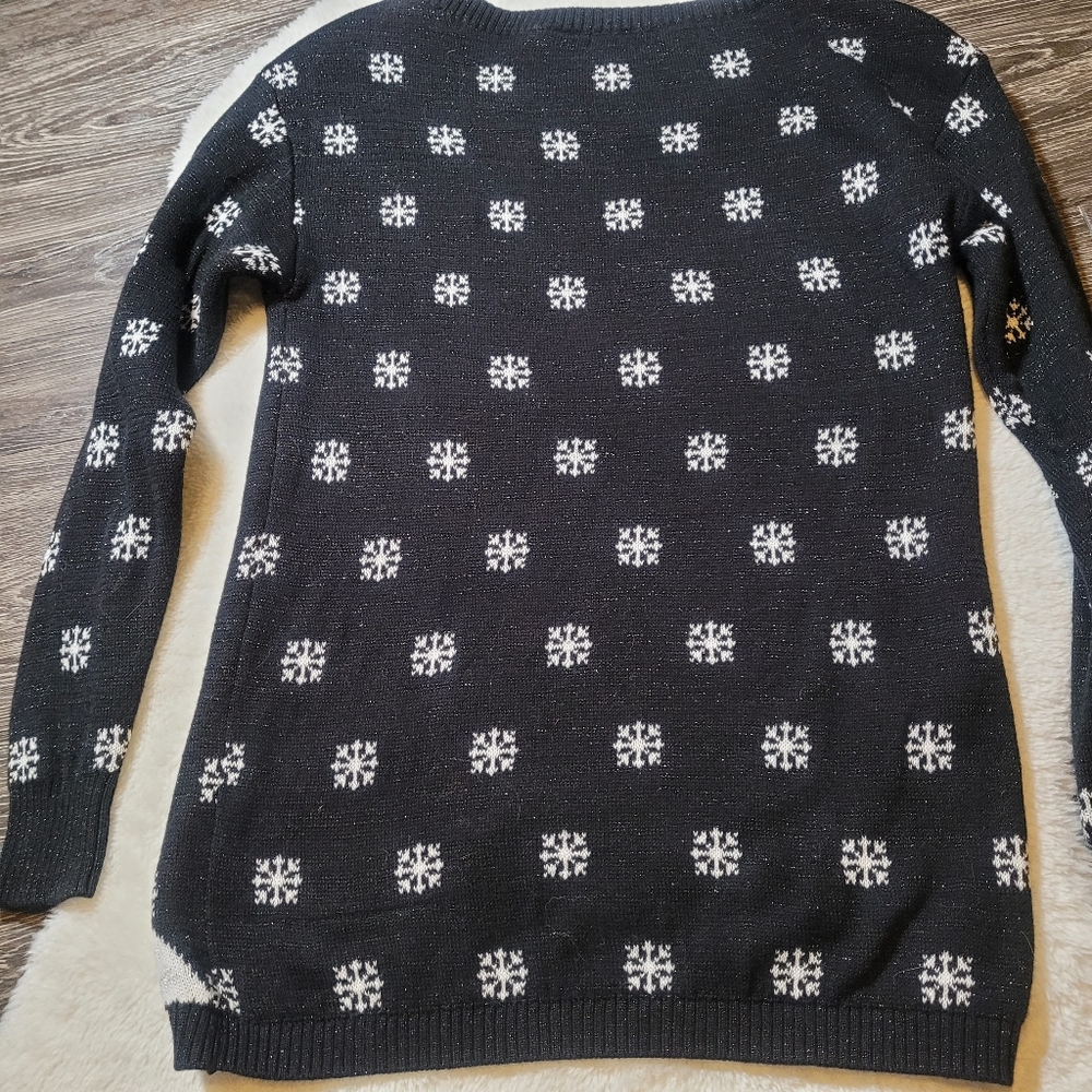 Isabella's Closet North Pole Sloth Christmas Cotton Sweater Black Sparkle Sz S - Picture 5 of 5